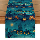 Axyaa Spooky Pumpkin Head Table Runner for Halloween Party Décor