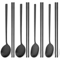 Axyaa Stainless Steel Matte Dinnerware Set 8Pcs Flatware Spoon Chopsticks