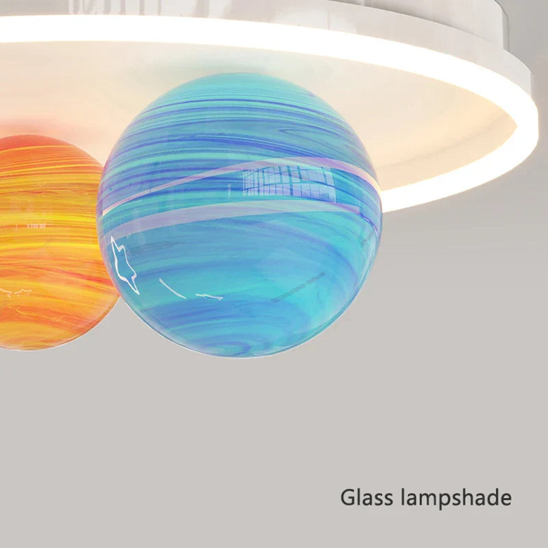 Axyaa Galaxy Glass Chandelier: Colorful Sconces, Planet Universe Star Ceiling Light