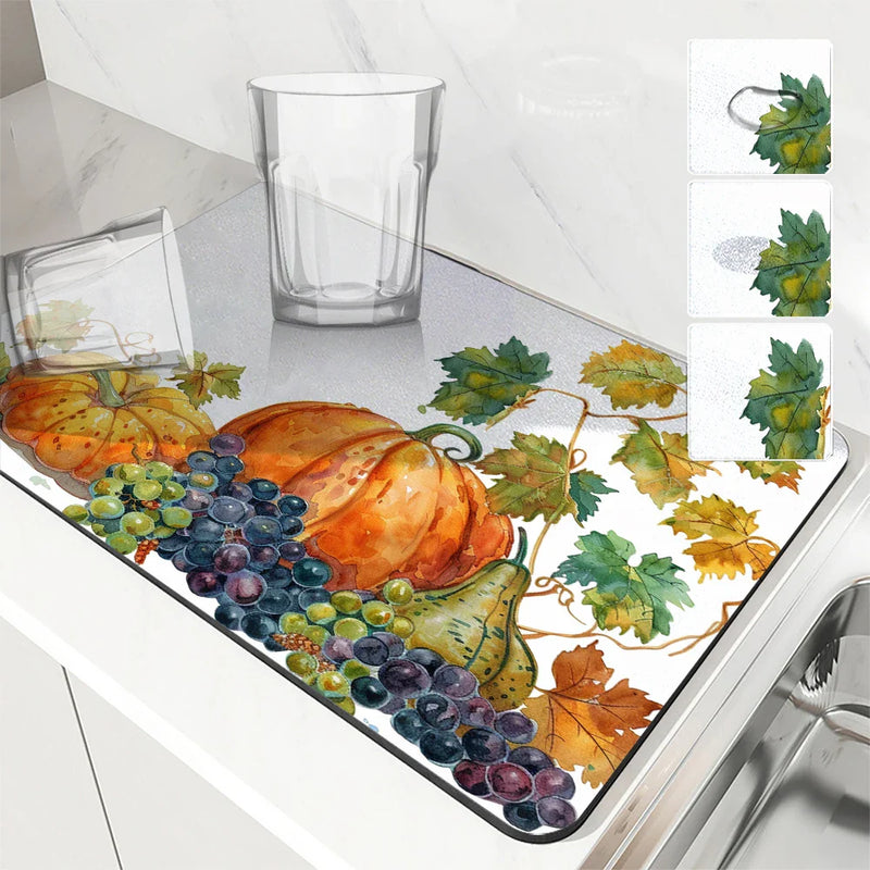 Axyaa Diatom Kitchen Tableware Draining Mats - Thanksgiving Absorbent Bowls Pad
