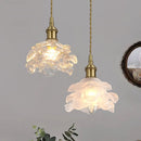 Axyaa Retro Flower Copper Hanging Lamp Crystal Glass Chandelier for Bedroom & Study