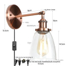 Axyaa Single Arm LED Wall Lamp Glass Iron Vintage Retro Stair Light Fixture