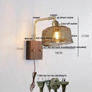 Axyaa Rotating LED Wall Light Fixture - Wood and Copper Bedside Lamp
