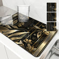 Axyaa Metallic Floral Branches Drying Mat: Non-Slip Absorbent Placemat