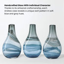Axyaa Large Blue Glass Vase - Handmade 14" Tall Home Decor Centerpiece