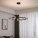 Axyaa Round Glass Chandelier Pendant Lamp for Dining Room and Kitchen
