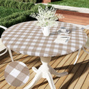 Axyaa Round Vinyl Tablecloth Waterproof Elastic Fitted Table Cover for Home Outdoor Picnic