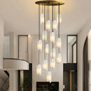 Axyaa Natural Cloud Copper Stone Chandelier for Staircase & Living Room