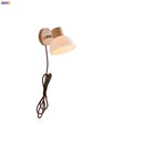 Axyaa LED Wall Light Fixture Wood Canopy White Glass Nordic Modern Plug In Sconce