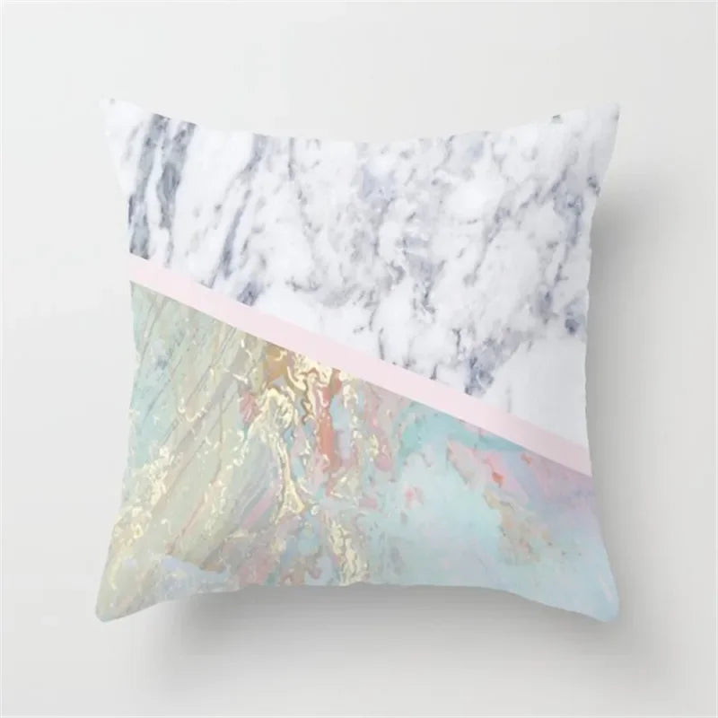 Pink Glitter Letter Flower Geometric Cushion Cover by Axyaa