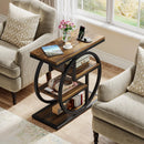 Axyaa Industrial 4-Tier Wood Side Table with Storage Shelves