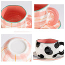 Axyaa Flower Heart Ceramic Mug, Irregular Creative Style Coffee Cup