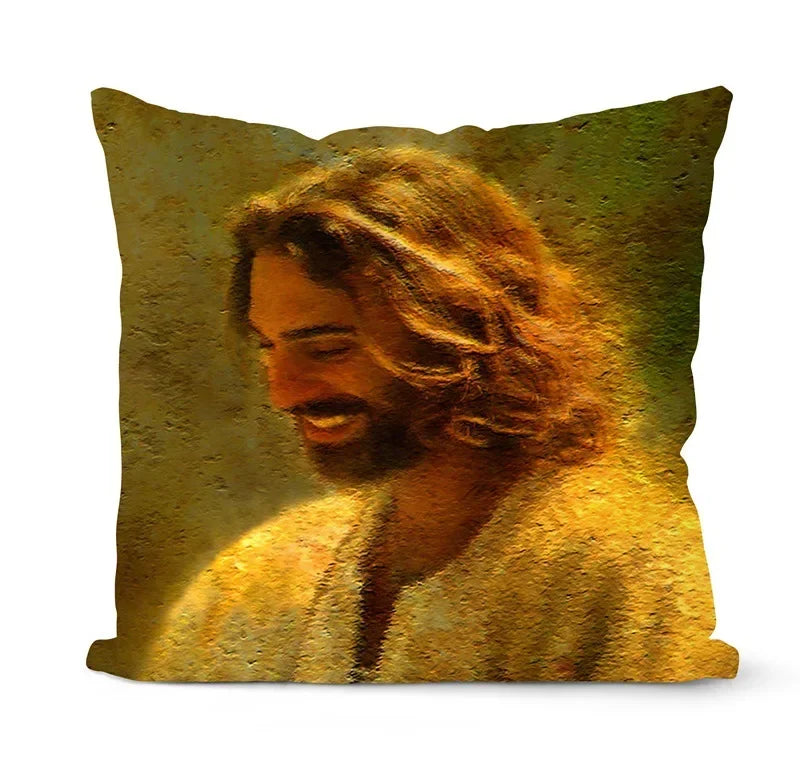 Retro Oil Painting Christmas Pillowcase - Axyaa Nativity Cushions Case Jesus Christ Print Throw Pillows Case