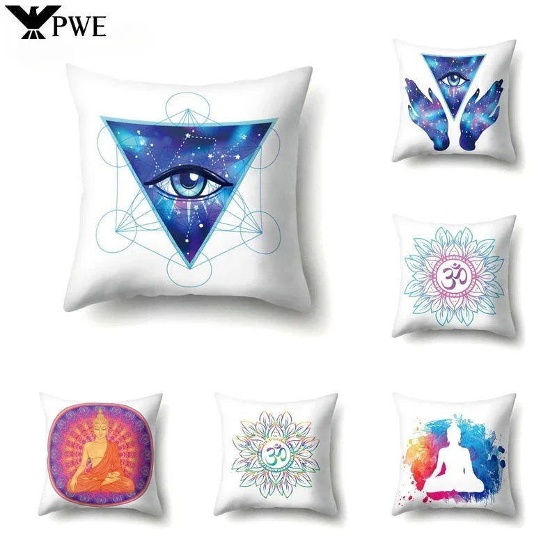 Axyaa Cartoon Eye Pattern Plush Cushion Cover 45x45cm Buddha Head Pillow Cover