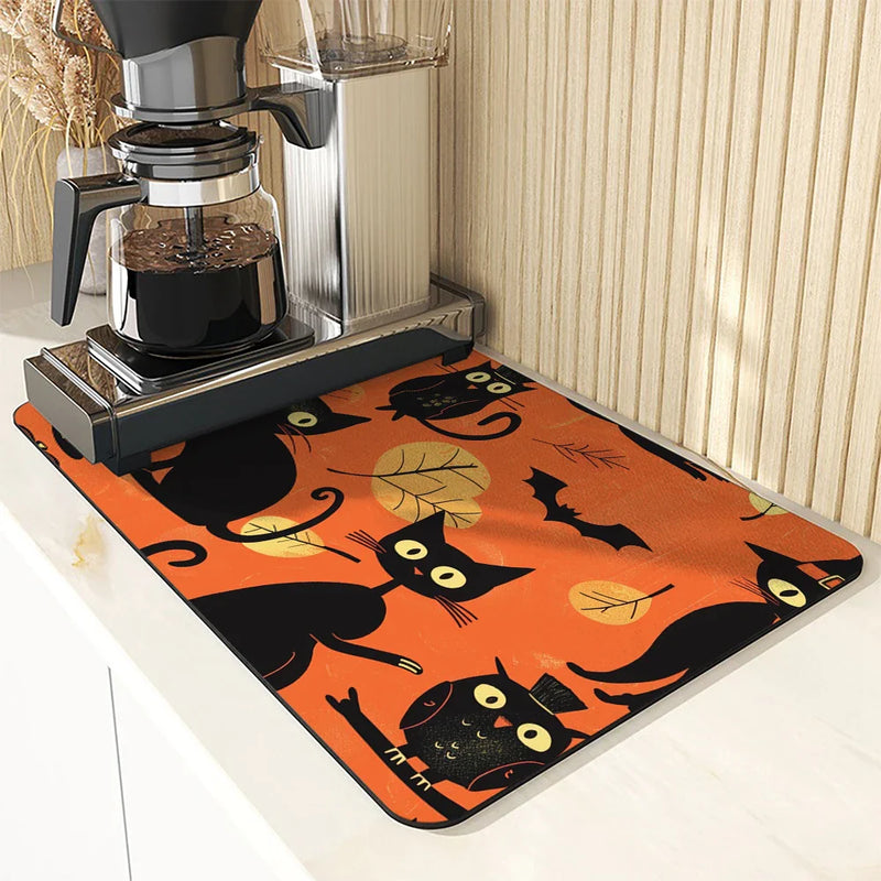 Axyaa Halloween Bat Head Dish Drying Mat