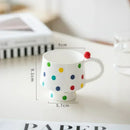 Axyaa Hand-Drawn Round Dot Ceramic Coffee Mug 400ml Korean Style Drinkware