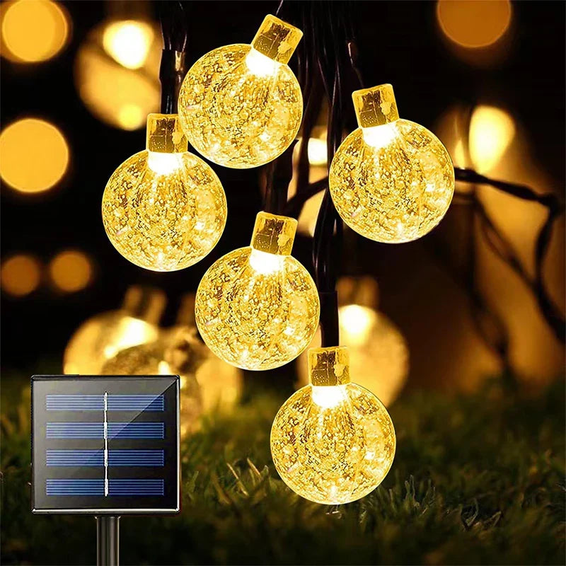 Axyaa Crystal Fairy Light Solar String Lights - 8 Modes Outdoor Patio Decor