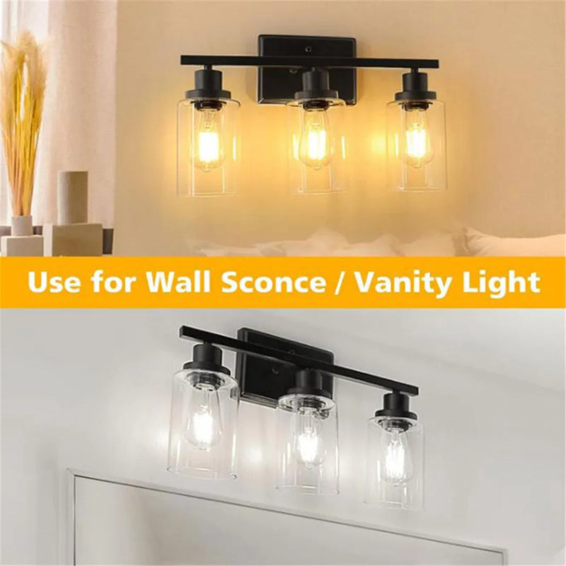 Axyaa Clear Glass Cylinder Lamp Shade for E27 Chandelier Table Wall Vanity Lamp