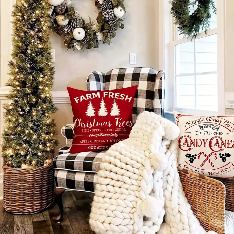 Axyaa Christmas Pillowcase Zipper Closing Sofa Cushion Cover Home Decoration Gift
