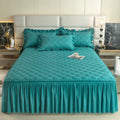 Axyaa Quilted Bed Skirt Mattress Protector Bedspread Solid Color Skin-friendly