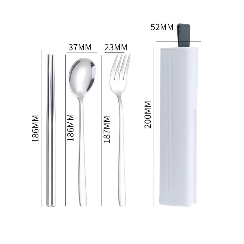 Axyaa Stainless Steel Travel Utensils Set with Case and Chopsticks, Portable Flatware