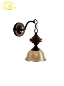 Axyaa Medieval Vintage Ceramic Wall Lamp LED E27 Chrome/Walnut for Bedroom and Living Room