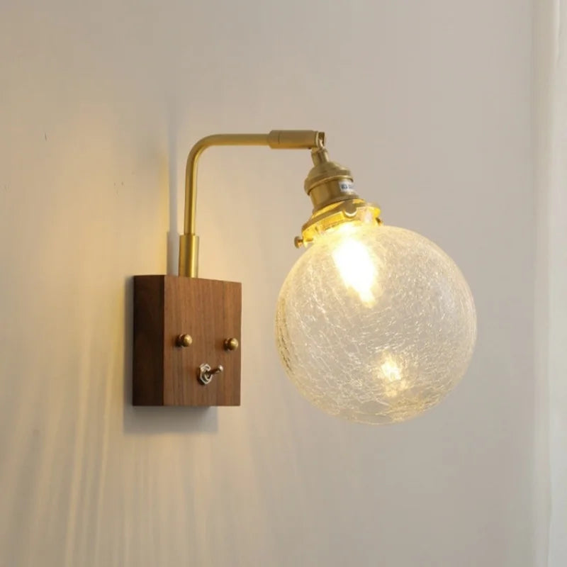 Axyaa Nordic LED Wall Lamp Glass Copper Bathroom Light Fixtures