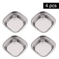 Axyaa Golden Stainless Steel Condiment Tray - BBQ Sauce Plate for Seasonings & Spices