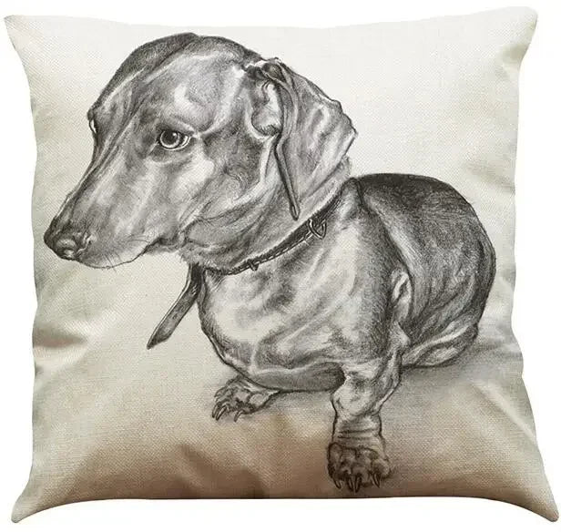 Dachshund Linen Pillowcase 45*45cm by Axyaa: Cozy Decor for Car, Bedroom, Sofa & Kids