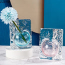 Axyaa Glacier Wrinkles Glass Vase Hydroponic Flower Pots for Modern Home Decor