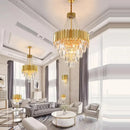 Axyaa Gold Modern Crystal Chandelier LED Large Round Lighting for Living Dining Room