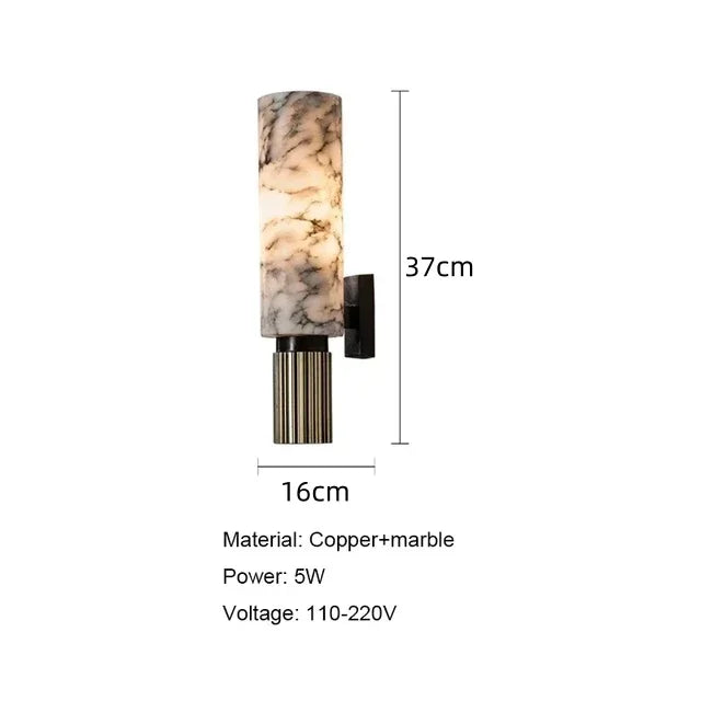 Natural Marble Copper Wall Lamp for Home Decor Sconce with E14 Bulb Fixtures