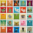 Axyaa Cartoon Animals Cushion Cover - Cat Flamingo Penguin Rabbit Pillow Case
