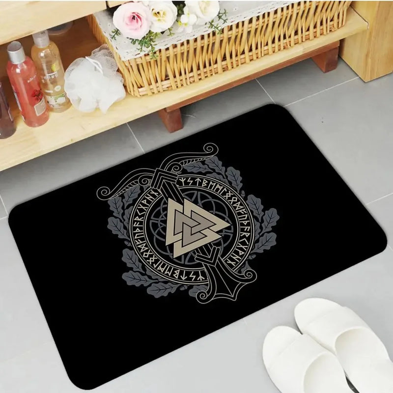 Axyaa Viking Pattern Symbol Floor Mat for Home Decoration