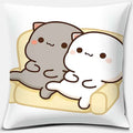 Peach Cat Pattern Decorative Pillowcase by Axyaa - Home Office Square Cover