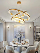 Axyaa Luxury Gold/Silver Rings LED Pendant Light - Modern Interior Hanging Ceiling Lamp