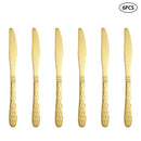 Axyaa Gold Stainless Steel Cutlery Set for Family & Restaurants, 24pcs