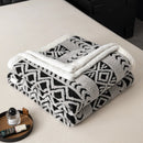 Axyaa Geometric Jacquard Throw Blanket: Double-Sided Soft Coral Fleece Bed Cover
