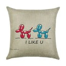 Axyaa Dog Linen Cushion Cover 45*45cm - Home Sofa Decor Pillowcase