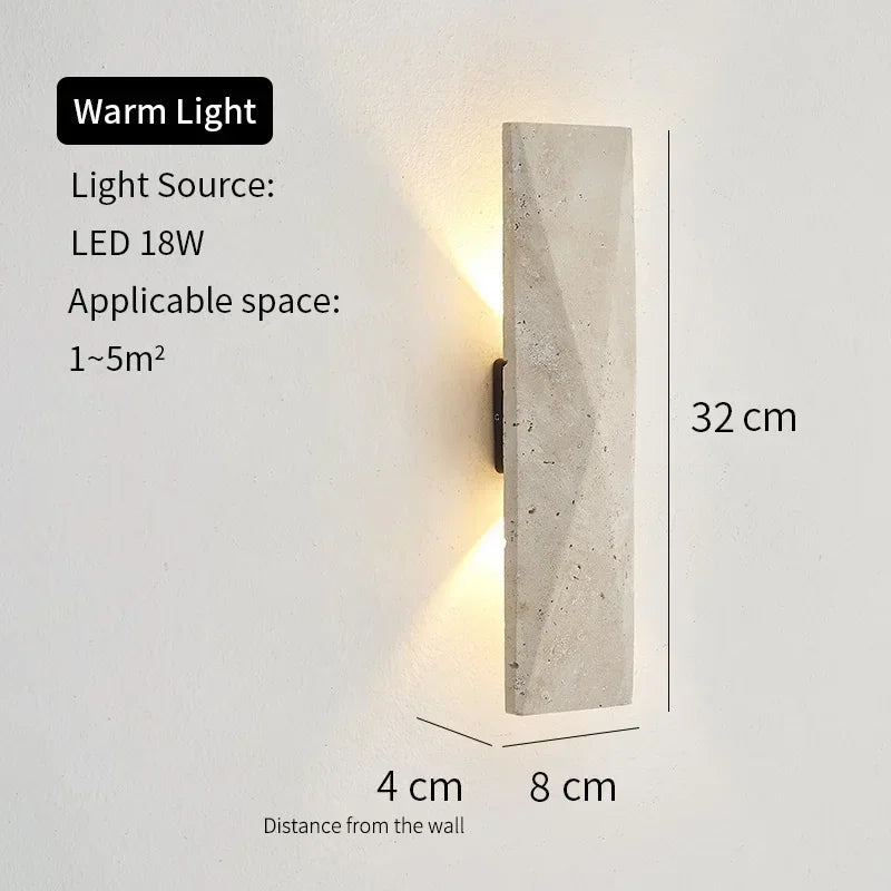 Axyaa Yellow Travertine Stone Japanese Style LED Wall Lamp