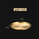 Axyaa Stainless Steel Golden Cafe Tray, Fruit Plate, Cake Plate, Shallow Plate
