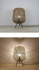 Axyaa Bamboo Rattan Woven Table Lamp - Retro Decorative Bedside Lighting