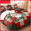 Axyaa Christmas Plaid Floral Wreath Duvet Cover Set