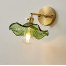 Axyaa Vintage Lotus Leaf Glass Wall Sconce with Adjustable Brass Socket