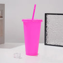Axyaa 710ml Macaron Plastic Straw Cup - Large Capacity, Reusable, Ideal for Parties & Coffee