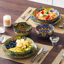 Axyaa Ceramic Pasta Bowls 42 Oz Soup Colorful Dishwasher Oven Safe, 4/8 Piece