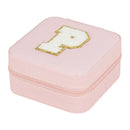 Axyaa Sequin Letter Jewelry Box with Mirror - Cute Portable Organizer Gift