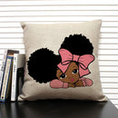 Axyaa Cute Cartoon Girl Pillow Case Africa Baby Cushion Cover Home Decor Linen Pillowcase