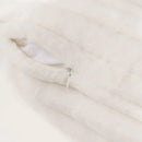 Axyaa White Striped Faux Rabbit Fur Decorative Pillow Covers