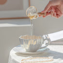 Axya Petal Ceramic Coffee Cup and Saucer Set for Afternoon Tea and Milk - 8oz